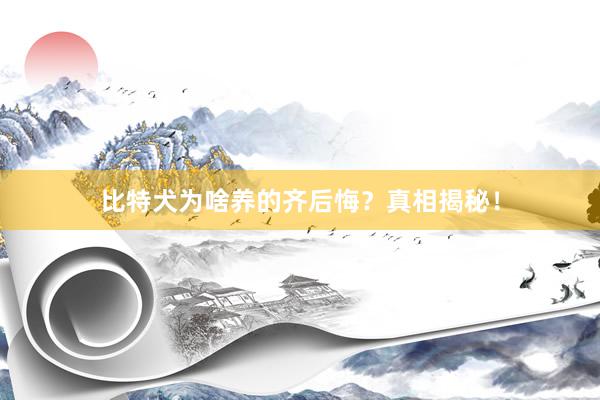 比特犬为啥养的齐后悔？真相揭秘！